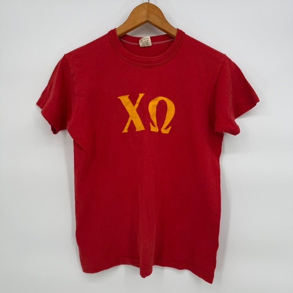 Vintage 1970's Chi Omega Sorority Frat Greek T Shirt Single Stitch Russell M